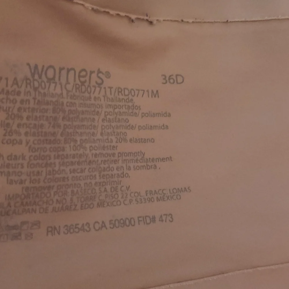 36D Warners Nude Bra Lightly Lined - Picture 3 of 3